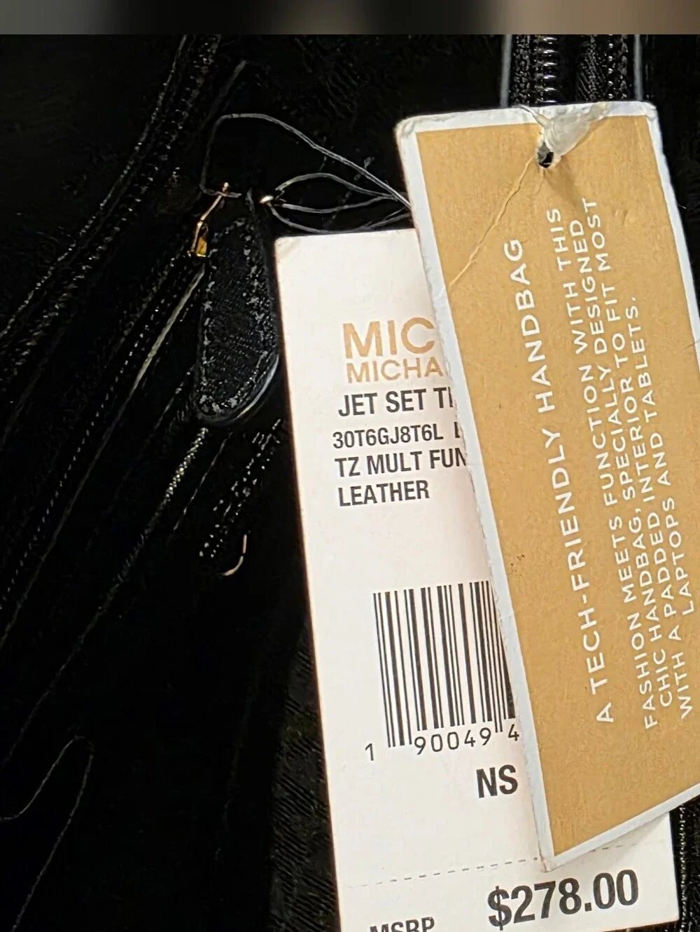 Michael Kors Black Tote with Gold Chain Handles